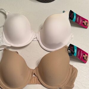 Women’s Smooth T-Shirt Bra — White & Beige